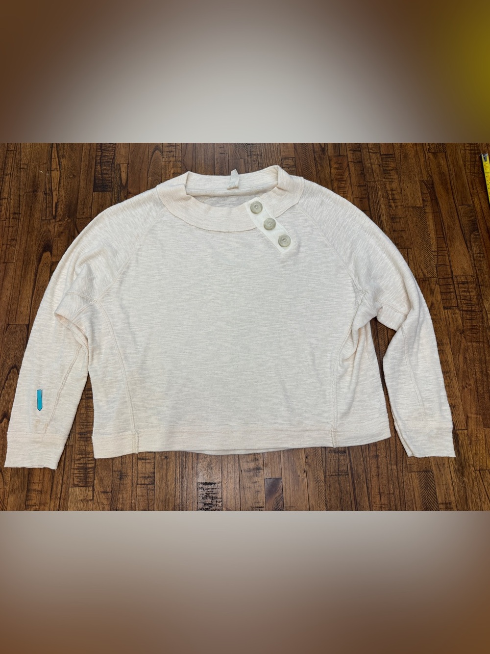 We The Free Cream Button-Shoulder Top Size Large
